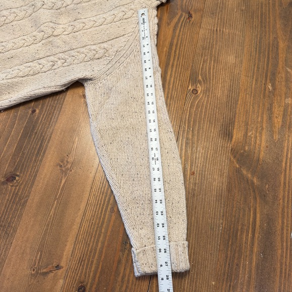 Orvis Charles R Orvis Cable Knit Wool Sweater Elbow Patches Turtleneck Size L - Picture 4 of 7